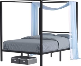 Black, Queen Size, Yitahome Canopy Bed Frame Metal Four Posters 14 Inch ... - £172.77 GBP