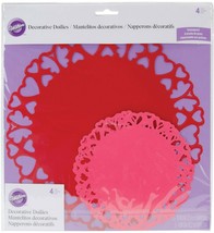 Wilton - Round Doilies W/Heart Edge 10/6 Assorted 4/Pkg - £7.86 GBP