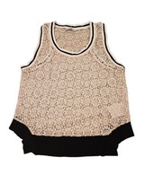 Rebecca Minkoff Women&#39;s Lace Ribbed Tank Top Cream White Black Size Medium - £15.37 GBP