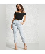 Super High Rise Mom Jeans Women&#39;s 30 Pleated Button Fly Light Wash FOREV... - £26.41 GBP