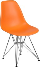 Elon Series Orange Plastic Chair With Chrome Base From Flash Furniture. - £60.53 GBP
