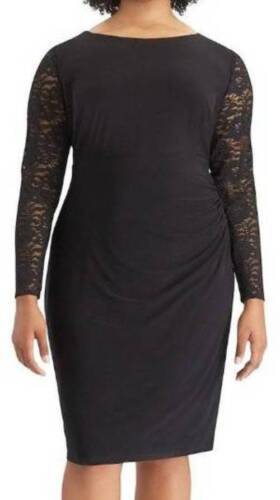 Primary image for Womens Dress Party Formal Chaps Plus Black Sheath Long Lace Sleeve $125-sz 20W