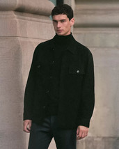 Black Stylish Party Handmade Genuine Suede Lambskin Leather Men Jacket Designer - £101.21 GBP+