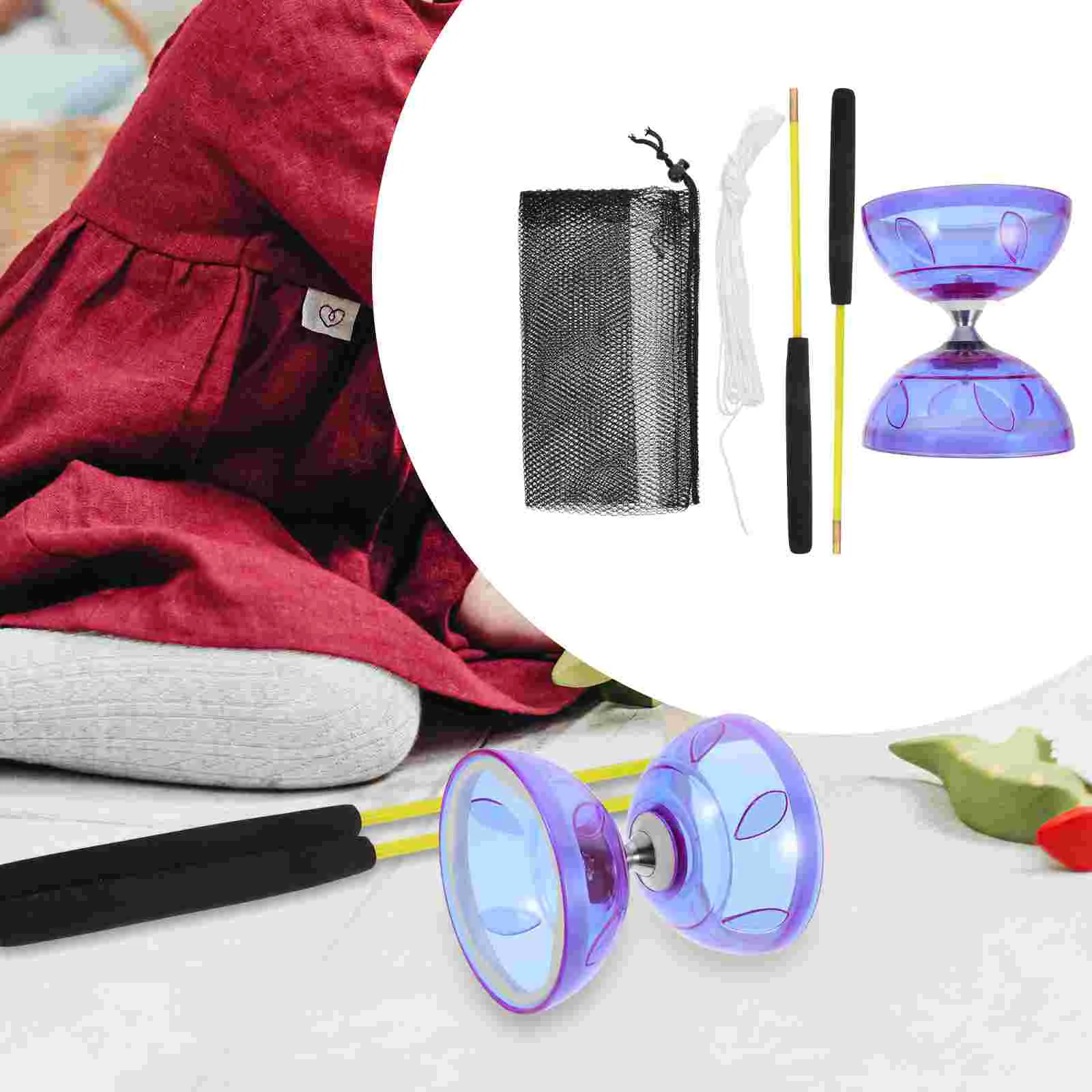 1 Set Kid&#39;s Diabolo Plaything Chinese Yo-yo Juggling Toy for Fitness (Purple) - £18.88 GBP