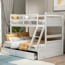 Twin over Full Bunk Bed with Storage - White - £470.49 GBP