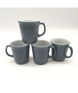 Set of Vintage Pyrex Milk Glass Slate Blue Coffee Mugs | Corning D Handle - £14.84 GBP