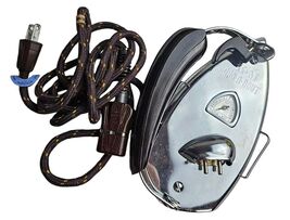 VTG used Vintage Travel iron chrome with tilt handle + heat gage - $24.75