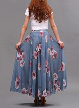 Summer Floral Chiffon Skirt Outfit Women Plus Size Flower Maxi Chiffon Skirt image 9