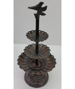VTG Rustic Metal Bird 3 Tier Jewelry Stand Holder Free Standing Tree Ear... - £19.06 GBP