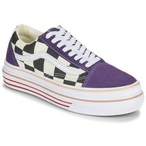 VANS Era Comfy-Cush Platform Black White Checkered Purple Suede Shoes Wm&#39;s 10.5 - £71.93 GBP