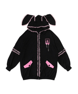 Japanese punk loli Harajuku style black &amp; pink bunny hoodie - $65.00