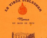 Le Vieux Dieleghem Menu Chez Pierrot June 1972 Brussels Bruxelles Belgium  - £23.79 GBP