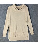 Leo &amp; Nicole Sweater Women&#39;s Large Pullover Knit Cowl Neck Beige Cotton ... - $14.99