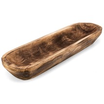 Wooden Dough Bowl For Decor -17 In Long Dough Bowl Hand Carved Paulownia - Wood  - £46.65 GBP