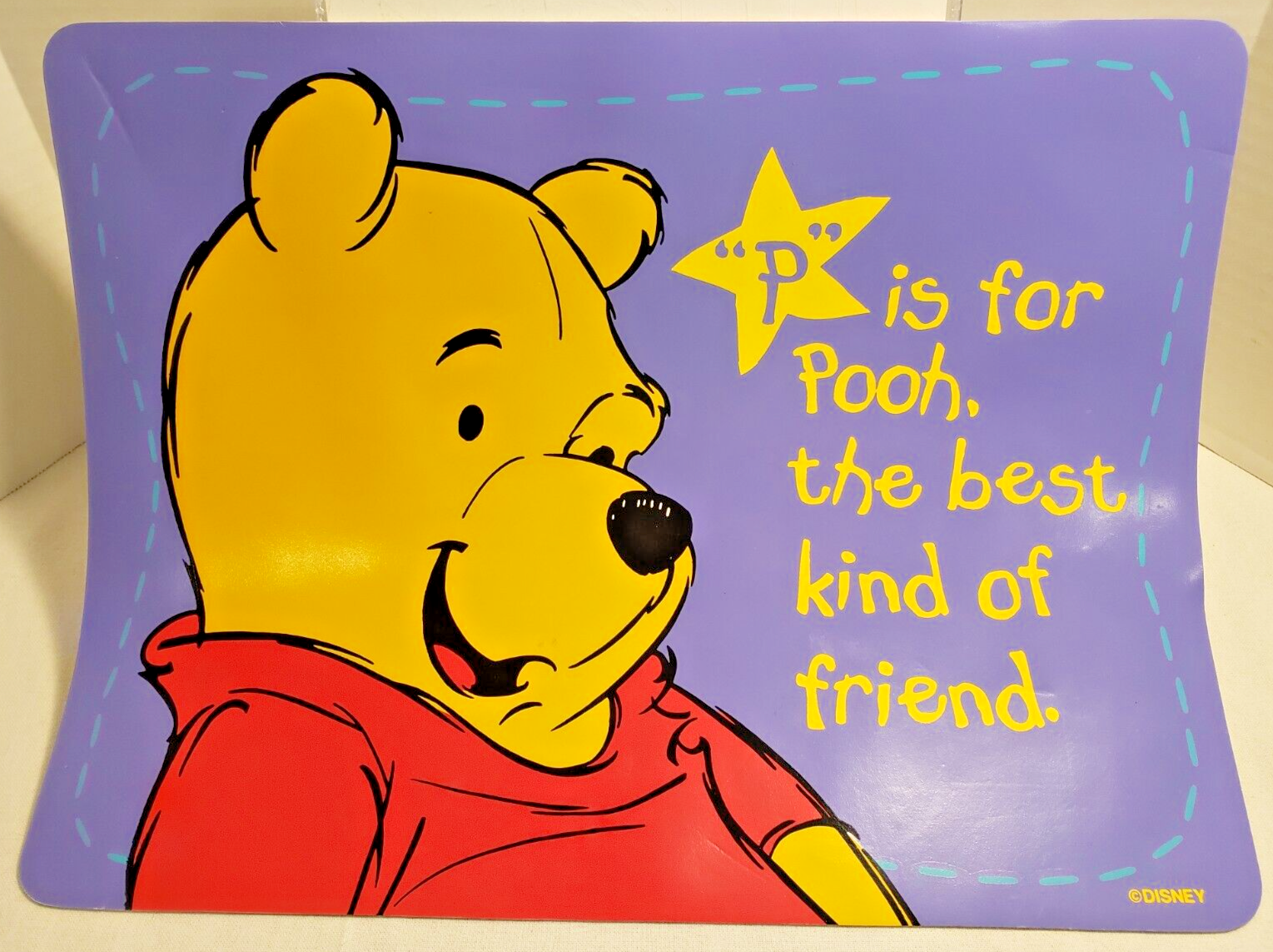 DISNEY WINNIE THE POOH PLACEMAT - &quot;&#39;P&#39; IS FOR POOH, THE BEST KIND OF FRI... - $4.99