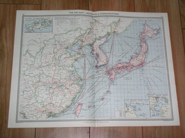 1908 Antique Map Of China Japan Korea Industry Transportation Ship Routes - £28.88 GBP