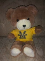 Trudy 1983 University Of Michigan Wolverines Teddy Bear Plush Vintage 9&quot; Sitting - £26.01 GBP