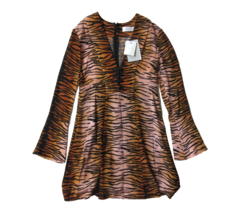 NWT A.L.C. ALC Brinkley in Tiger Silk Crepe de Chine Bell Sleeve Mini Dress 0 - £48.01 GBP