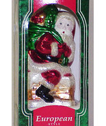 SANTA with TOY BAG - 1996 European Style Blown Glass Christmas Ornament IOB - $15.00