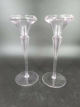 Oneida Crystal Candlestick Holder Pair Rose Pink Clear 9 1/2&quot;H  Elegant ... - $14.50