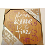 Set/4 CORE HOME &quot;Glass of Wine is Fine&quot; Printed Bamboo Coasters 4x4 NIP - $13.53 CAD