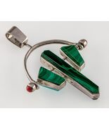 Navajo Argent Turquoise, Améthyste &amp; Malachite Double Face Pendentif 64 ... - $588.01 CAD