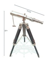 WAVE NAUTICAL Brass Telescope with Stand Wooden Tripod Small 9 inch Size Nickel - £35.86 GBP