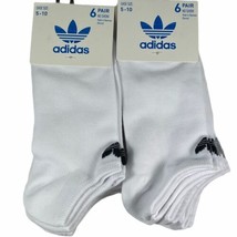 NEW 12 Pairs Adidas Womens No Show Socks White Shoe Size 5-10 Moisture Wicking - £29.66 GBP