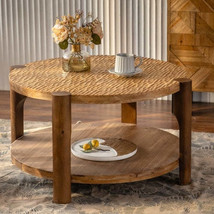 Round Coffee Table With Solid Wood and carved Top - $1,024.66