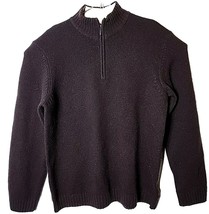 Timberland Men XL Brown 1/4 Zip Pullover 100% Lamb Wool Knit Long Sleeve... - £34.67 GBP