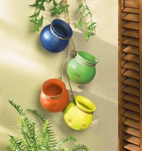 Fiesta Dangling Mini Pots Terra Cotta Hanging Home Garden Wall Decor - £19.84 GBP