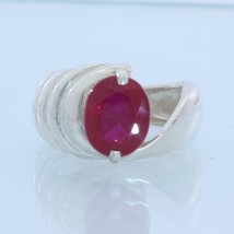 Pigeon Blood Lab Created Ruby Handmade Ladies Sterling 925 Silver Ring size 6.25 - £81.90 GBP
