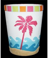 Saturday Knight MIAMI BEACH Palm Tree Waves Sand HVY Resin Wastebasket N... - $47.64 CAD