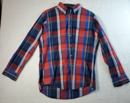 IZOD Button Up Shirt Mens Medium Multi Plaid Cotton Long Sleeve Collared Pocket - £12.83 GBP