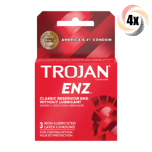 4x Packs Trojan ENZ Non-Lubricated Latex Condoms ( 3 Per Pack ) Fast Shipping! - £13.06 GBP