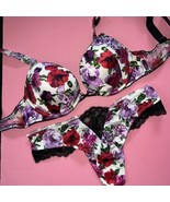 NWT Victoria&#39;s Secret 32B BOMBSHELL BRA SET S thong BLACK PURPLE red SHI... - $108.30 CAD
