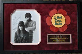 Sonny &amp; Cher Signed Photo Plaque X2 Framed 13&quot;x 20&quot; w/COA - £622.69 GBP