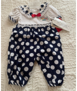 0-6M  Infant Girl Baby Blue/White polka dot Sailboat outfit NWT - $188.14 MXN
