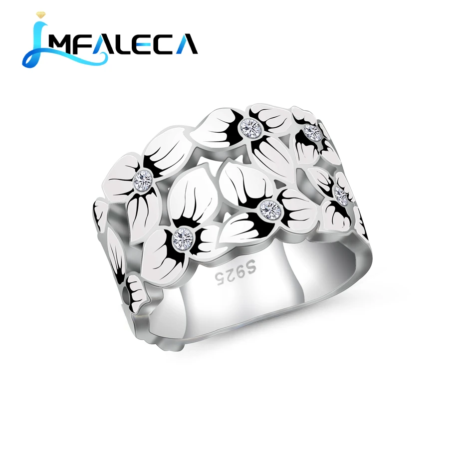 LMFALECA  Silver Wedding Ring for Women Black Enamel Decoration 925  Silver Ring - $57.35