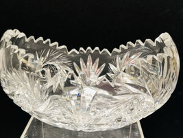 American Brilliant Cut Glass Saw Tooth Pinwheel Oval Fruit Center Bowl - £28.30 GBP