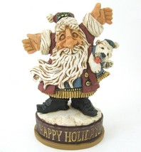 Vtg David Frykman Santa Xmas Figurine Happy Holidays Polar Bear Cub Folk... - £15.55 GBP