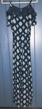 Nina Leonard Navy Blue Crepe Fabric Patterned Jumpsuit w Lace Neckline Medium - £7.75 GBP