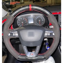 Wcarfun Custom Leather Suede Car Steering Wheel Cover For Seat Leon Cupr... - £39.50 GBP