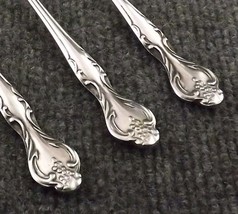 Vtg Epic Custom Masquerade Stainless 3 Soup Spoons 7 1/4&quot; Ornate Grapes Japan - £8.30 GBP
