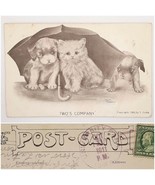 Puppy Kitten Friends 2&#39;s Company 3&#39;s A Crowd Colby c.1911 Purple Doane P... - £12.15 GBP