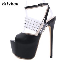 Eilyken Gladiator Platform Women Sandals Ankle Buckle Strap Rivet Sexy Pvc Trans - £50.49 GBP