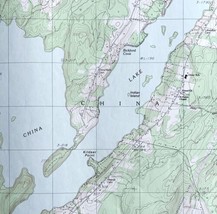 Map China Lake Maine USGS 1983 Topographic Vtg Geological 1:24000 27x22&quot; TOPO13 - £35.30 GBP