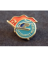 RUSSIAN ENAMELED RED FLAG BLUE GLOBE HOCKEY THEMED PIN BACK .25&quot;X.75&quot; Go... - £4.66 GBP