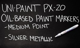 Silver Metallic Oil based Paint Marker pen leafing autograph Uni Paint PX-20 - £15.95 GBP