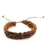 LEATHER BRACELET Brown Natural Braided Men Women Hemp Adjustable Braid S... - $2.95